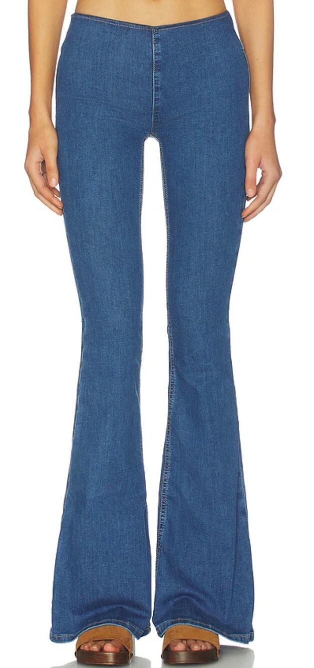 Free People Penny Pull On Flare Jeans in Riviera Blue Size 29 Boho Festival 70s